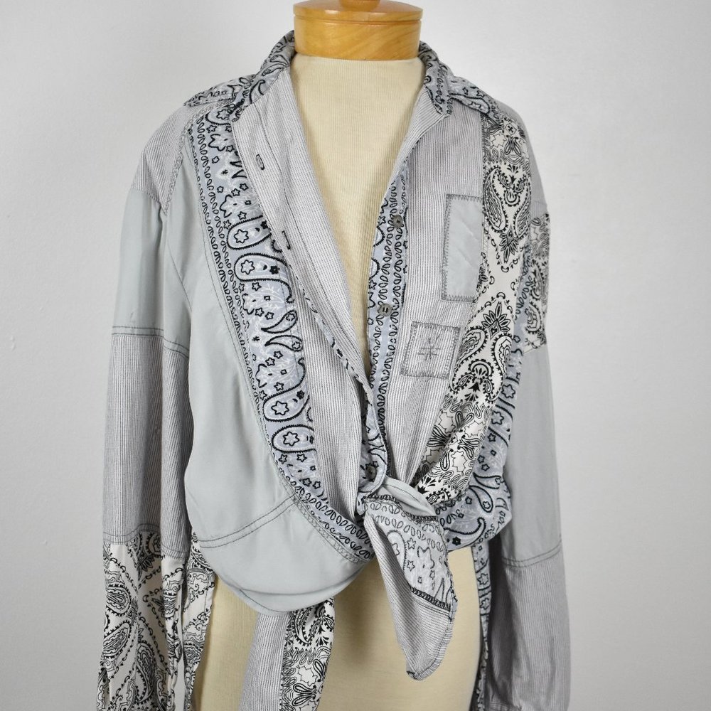 Free People Patchwork Tunic Button Down Shirt - image 8